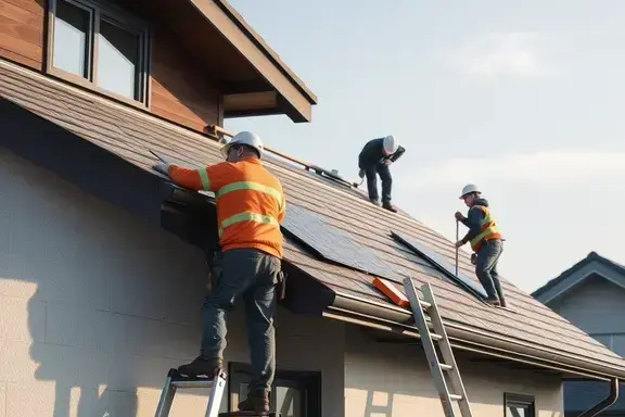 屋根葺替え施工の様子